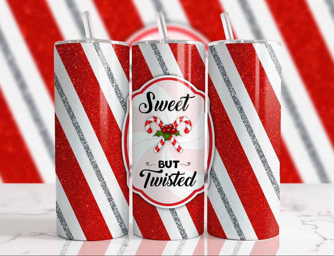 Sweet but Twisted Christmas Candy Glitter Tumbler
