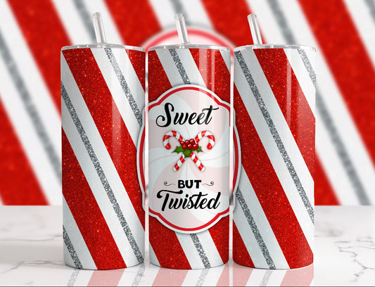 Sweet but Twisted Christmas Candy Glitter Tumbler