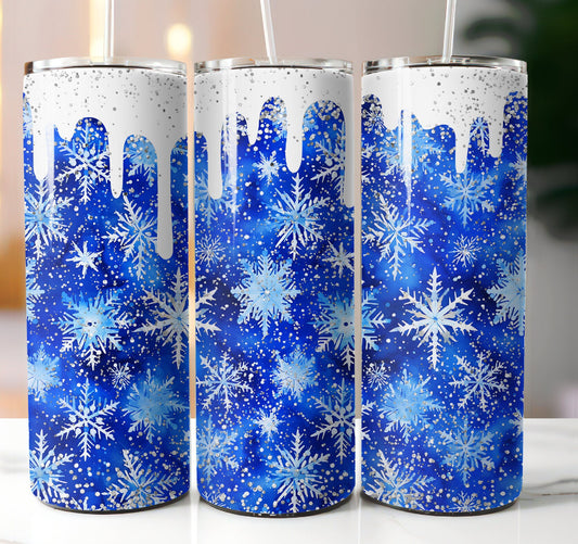 Blue Winter Snowflakes Tumbler